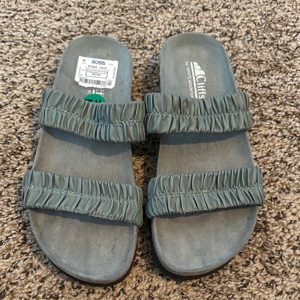 Slide Sandals with Ruched Straps